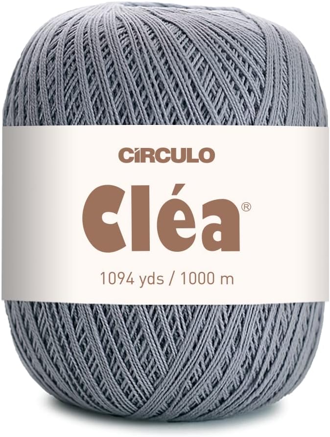 CRCULO Circulo Clea Yarn – Crochet Thread Fine Size 10-8/2 Perfect for Weaving - 100% Mercerized Brazilian Cotton (Pack of 1 Ball) – 5.3 oz, 1094 yds - Color: 8473 - Aluminum - Image 1